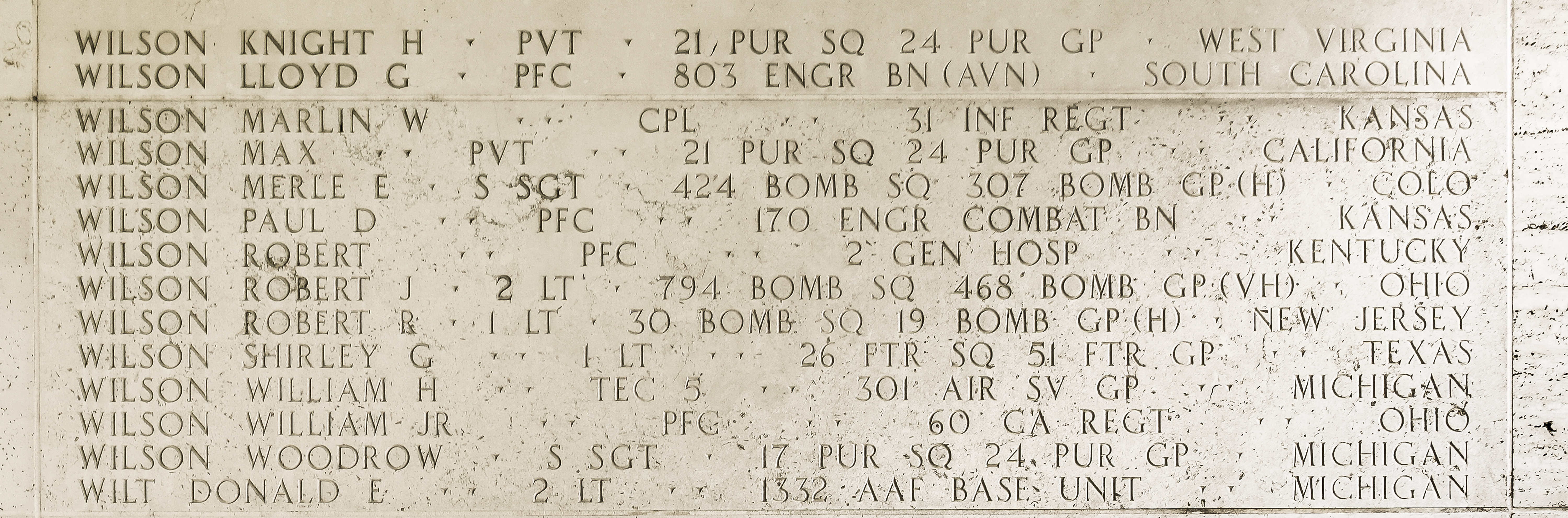 Donald E. Wilt, Second Lieutenant